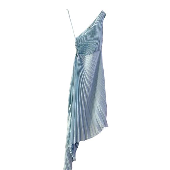 ALC Delfina Matte Pleated Dress Aqua Baby Blue US 6 - Picture 4 of 8